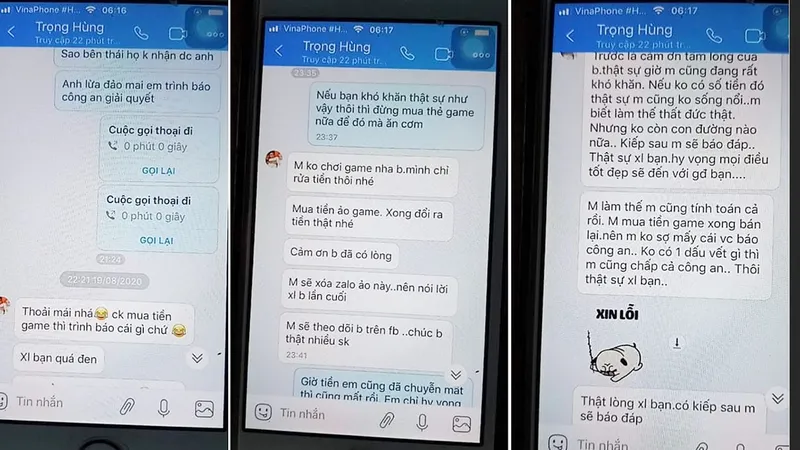 Đoạn tin nhắn thách thức của đối tượng lừa đảo chiếm đoạt tiền