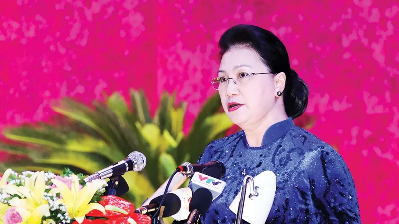Chủ tịch Quốc hội Nguyễn Thị Kim Ngân phát biểu chỉ đạo đại hội. Ảnh: TTXVN