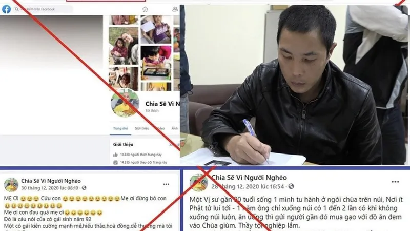 Một đối tượng cùng 2 đồng phạm tạo Fanpage Chia sẻ vì người nghèo lừa các nhà hảo tâm ủng hộ tiền, sau đó chiếm đoạt. Ảnh: Laodong
