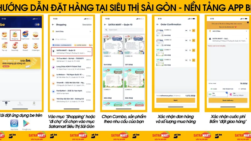 Người dân trên địa bàn quận 10 có thể đặt mua hàng tại Satramart – Siêu thị Sài Gòn qua ứng dụng di động