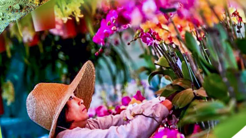 Một gian bán hoa lan ở chợ hoa tại thương xá Phước Lộc Thọ.