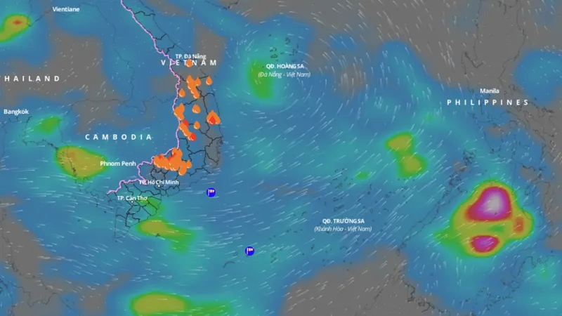 Một vùng áp thấp giữa Biển Đông khả năng mạnh lên thành áp thấp nhiệt đới