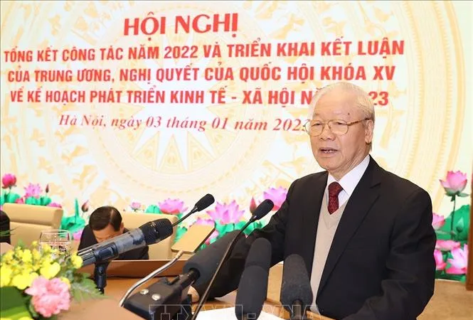 Tổng Bí thư Nguyễn Phú Trọng phát biểu chỉ đạo hội nghị. Ảnh: Trí Dũng/TTXVN