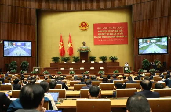 Toàn cảnh Hội nghị toàn quốc nghiên cứu, học tập, quán triệt Nghị quyết Hội nghị lần thứ 6, Ban Chấp hành Trung ương Đảng khóa XIII