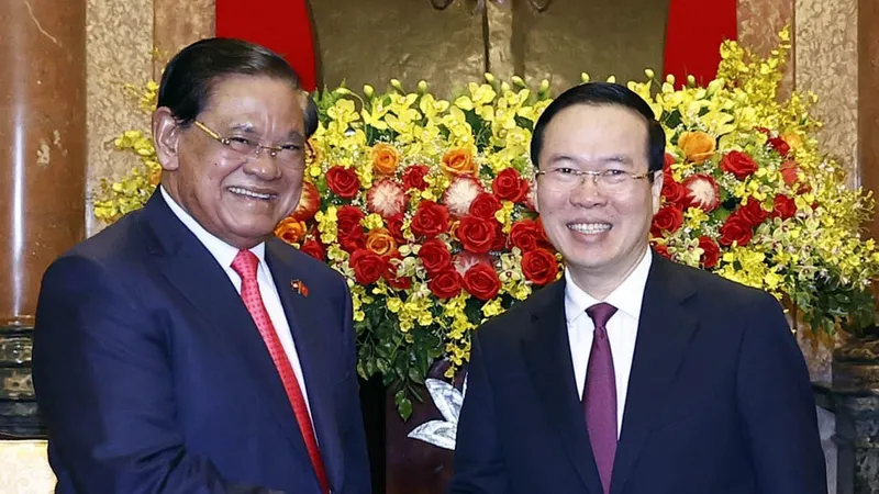 Chủ tịch nước Võ Văn Thưởng tiếp Phó Thủ tướng, Bộ trưởng Bộ Nội vụ Vương quốc Campuchia Samdech Krolahom Sar Kheng