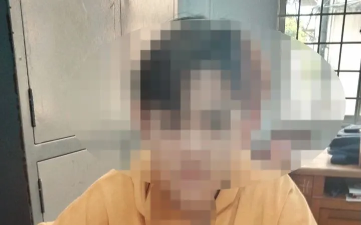 Đối tượng Lê Tân Định tại cơ quan công an