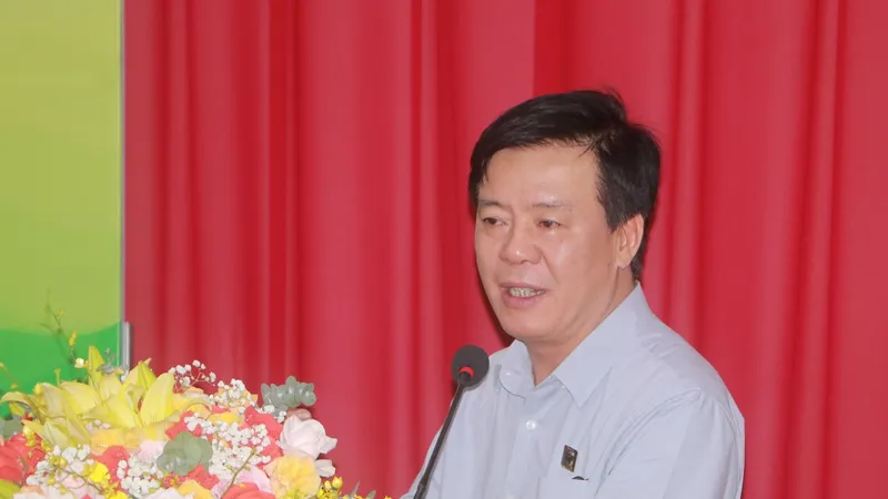 Ông Ngô Văn Đông, Tổng Giám đốc Công ty Cổ phần phân bón Bình Điền phát biểu tại hội nghị