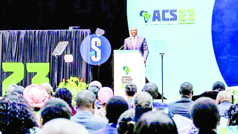 Tổng thống William Ruto của Kenya phát biểu tại lễ khai mạc Hội nghị thượng đỉnh về khí hậu châu Phi. Ảnh: ENOS TECHE