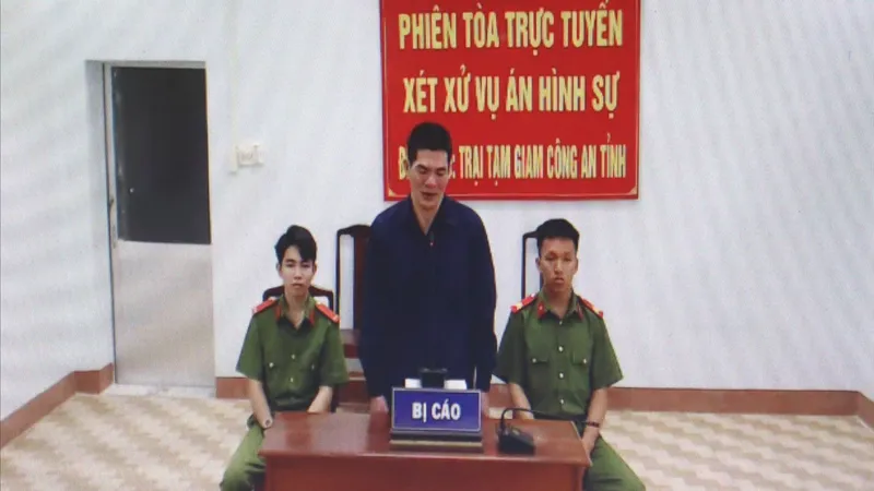 Bị cáo Nguyễn Đức Thiện Tâm bị xét xử tại điểm cầu Trại tạm giam Công an tỉnh Bình Phước