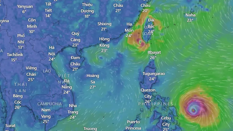 Bão Usagi trên vùng biển phía Nam Đài Loan (Trung Quốc). Ảnh: Windy