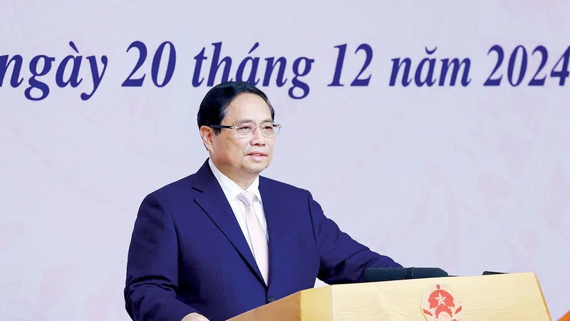 Thủ tướng Phạm Minh Chính phát biểu tại hội nghị. Ảnh: TTXVN