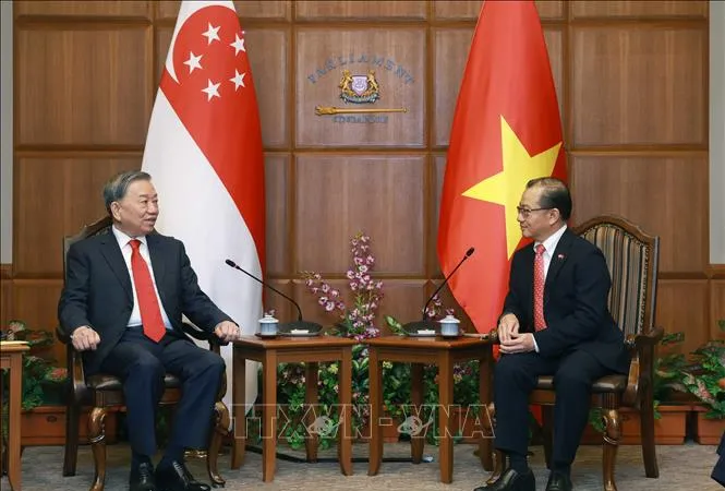 Tổng Bí thư Tô Lâm hội kiến Chủ tịch Quốc hội Singapore Seah Kian Peng