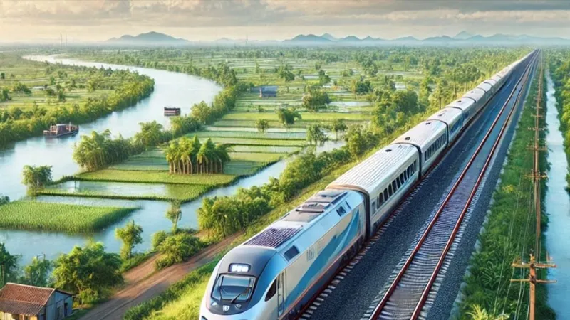 Dự án đầu tư tuyến đường sắt TPHCM - Cần Thơ. Ảnh AI 