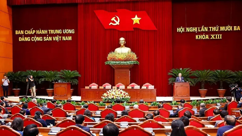 Tổng Bí thư Tô Lâm phát biểu bế mạc Hội nghị lần thứ 13 Ban Chấp hành Trung ương Đảng khóa XIII. Ảnh: TTXVN