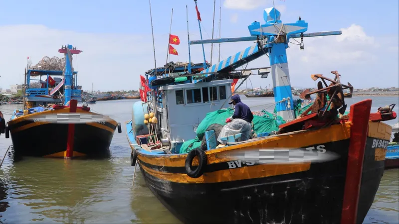 Tàu cá tại xã Long Hải 