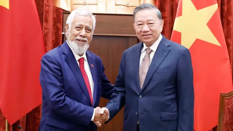 Tổng Bí thư, Chủ tịch nước Tô Lâm tiếp Thủ tướng Timor-Leste Kay Rala Xanana Gusmão. Ảnh: Thống Nhất/TTXVN
