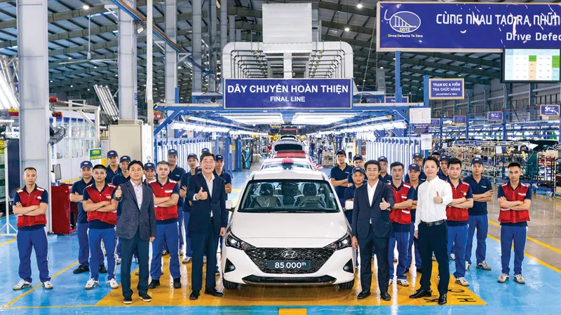 Chiếc Hyundai Accent thứ 85.000 xuất xưởng tại Nhà máy Sản xuất ô tô Hyundai Thành Công Việt Nam