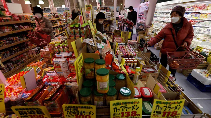 Người dân mua hàng tại một siêu thị ở thủ đô Tokyo, Nhật Bản
