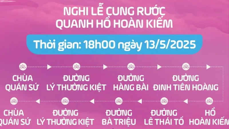 Xá lợi Phật sẽ được rước quanh hồ Hoàn Kiếm