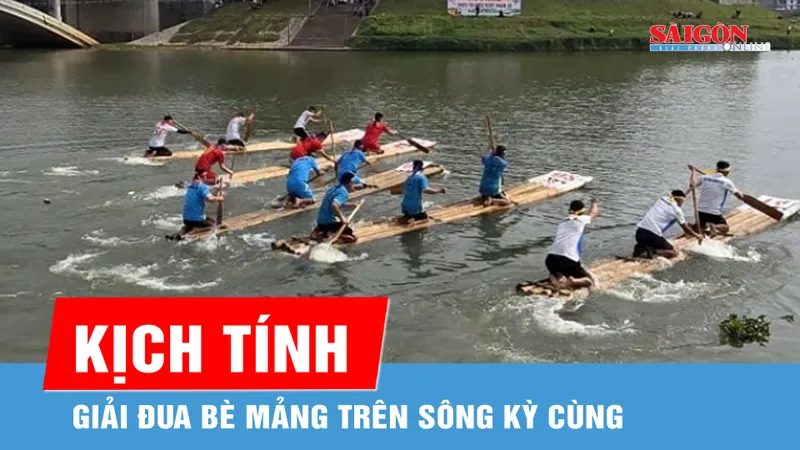 Kịch tính giải đua bè mảng trên sông Kỳ Cùng 