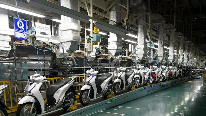 Dây chuyền sản xuất xe máy của tập đoàn Honda