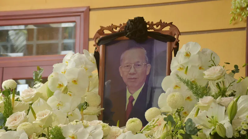 Ban thờ, nơi quàn linh cữu nguyên Phó Thủ tướng Trương Vĩnh Trọng tại gia đình ở ấp Lương Thuận, xã Lương Quới, huyện Giồng Trôm, tỉnh Bến Tre. Ảnh: VGP
