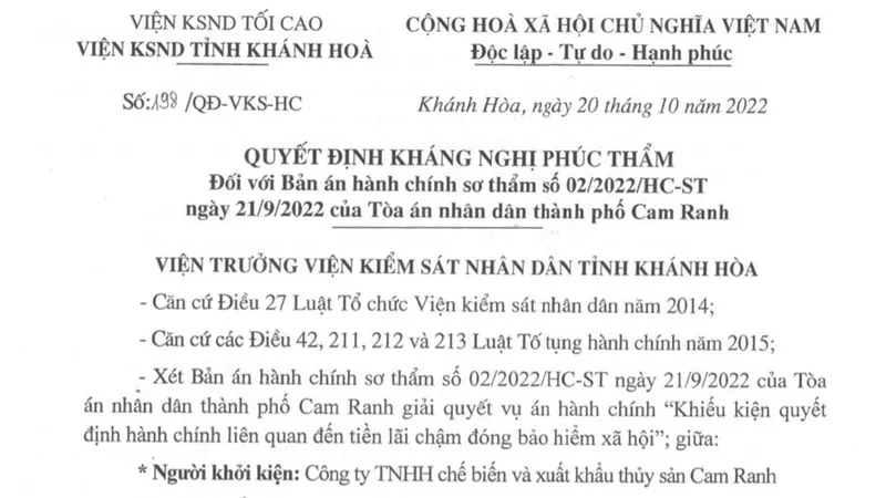 Tòa án TP Cam Ranh phải hủy bản án vì vi phạm luật tố tụng