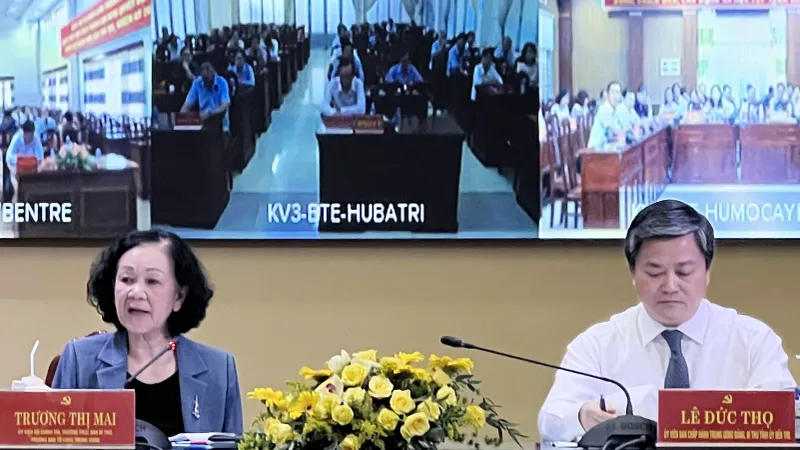 Thường trực Ban Bí thư Trương Thị Mai: Bến Tre cần chú trọng liên kết vùng trong phát triển kinh tế - xã hội
