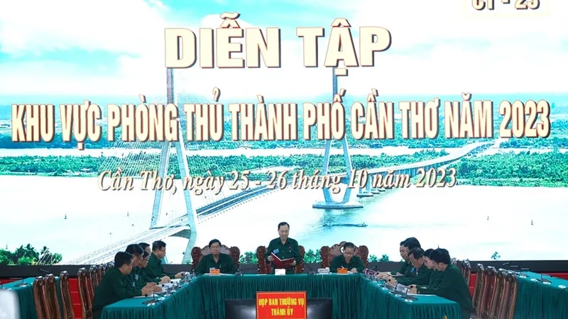 Khung tập tập bài trong diễn tập. Ảnh: Báo QĐND
