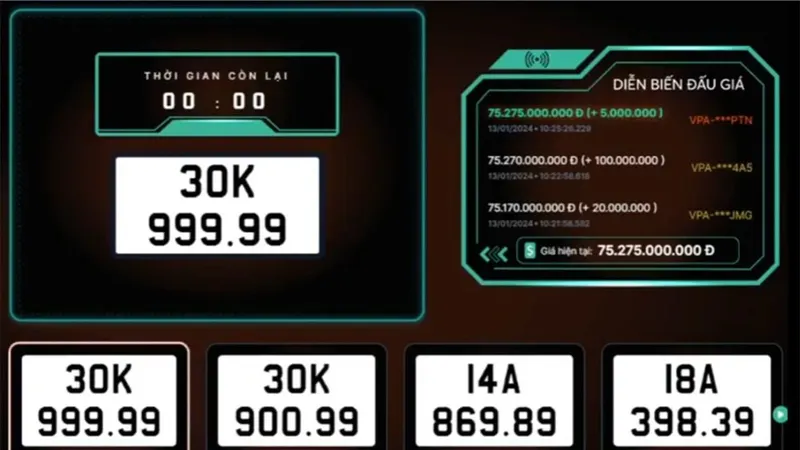 Người trúng đấu giá biển số 30K-999.99 bỏ cọc