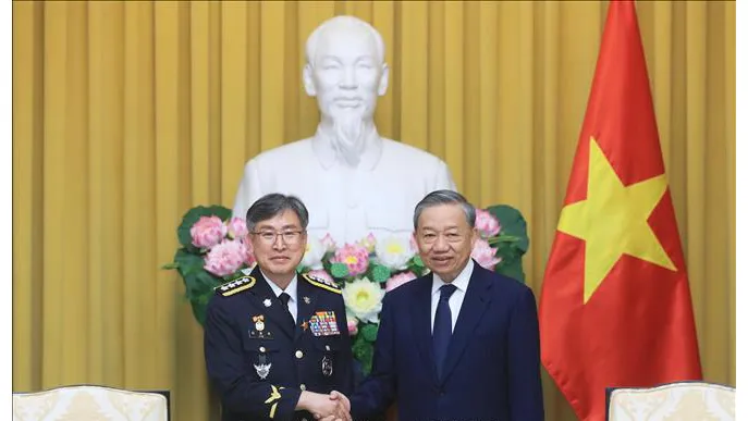 Tổng Bí thư, Chủ tịch nước Tô Lâm tiếp Tư lệnh Cảnh sát biển Hàn Quốc
