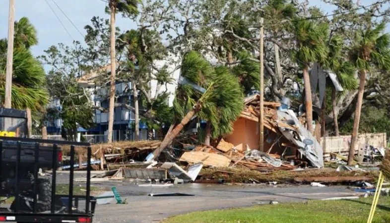 Cây cối và công trình bị tàn phá ở Steinhatchee, bang Florida. Ảnh: USA Today
