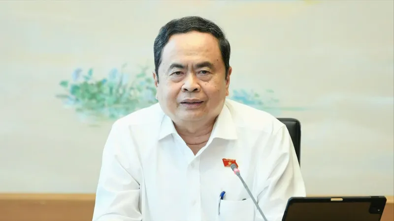 Chủ tịch Quốc hội Trần Thanh Mẫn phát biểu tại phiên thảo luận tổ, chiều 7-5. Ảnh VIẾT CHUNG