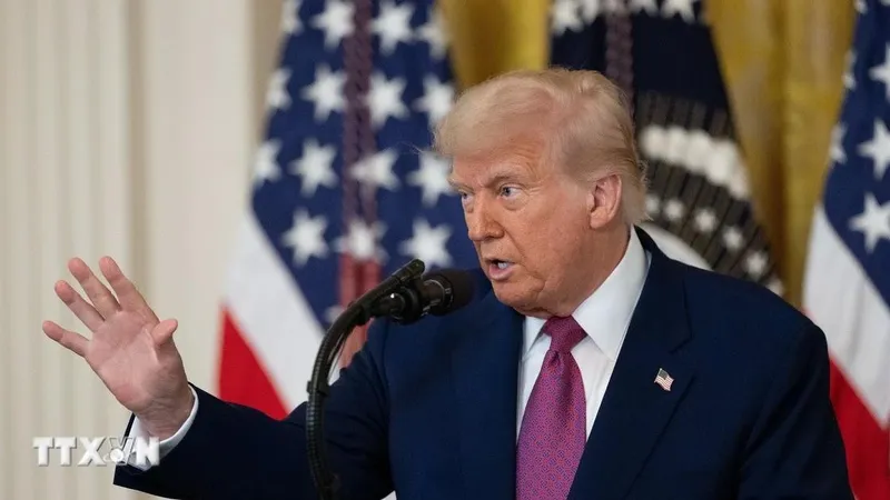 Tổng thống Mỹ Donald Trump phát biểu tại Nhà Trắng, Washington, D.C. Ảnh: THX/TTXVN