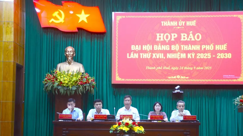 Họp báo thông tin về Đại hội Đại biểu Đảng bộ thành phố Huế lần thứ XVII, nhiệm kỳ 2025 – 2030.