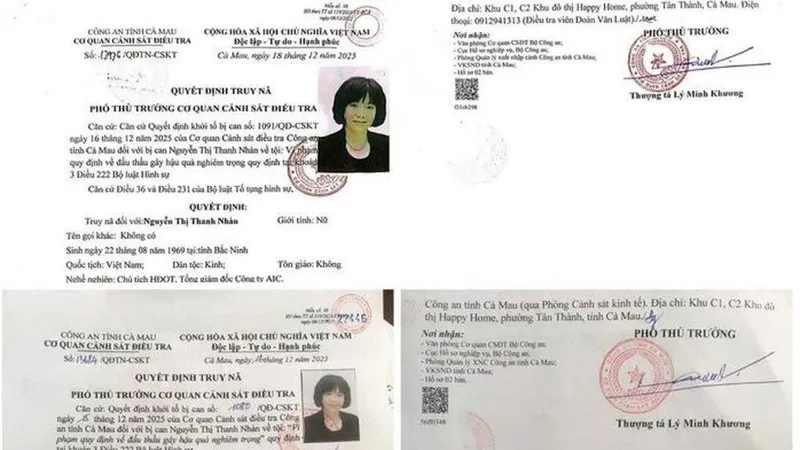 Công an tỉnh Cà Mau phát lệnh truy nã Nguyễn Thị Thanh Nhàn