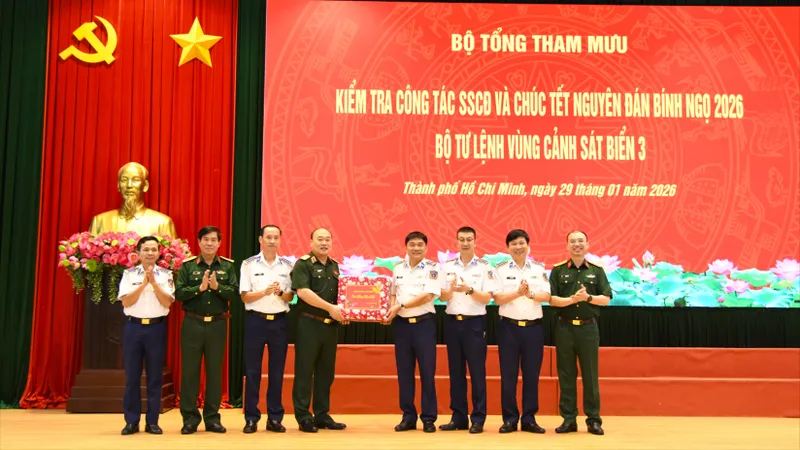 Trung tướng Lê Quang Đạo kiểm tra, chúc tết Bộ Tư lệnh Vùng Cảnh sát biển 3