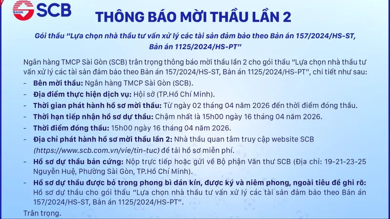 SCB mời đấu giá xử lý tài sản thế chấp của bà Trương Mỹ Lan lần 2