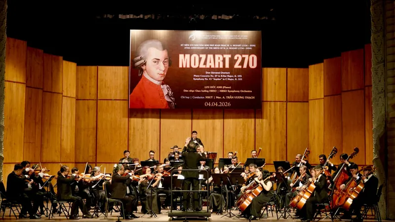 "Đêm nhạc Wolfgang Amadeus Mozart 270" kỷ niệm 270 năm Năm mất của nhà soạn nhạc vĩ đại người Áo thể kỷ 18 Wolfgang Amadeus Mozart (1756 – 2026). Ảnh: THÚY BÌNH 