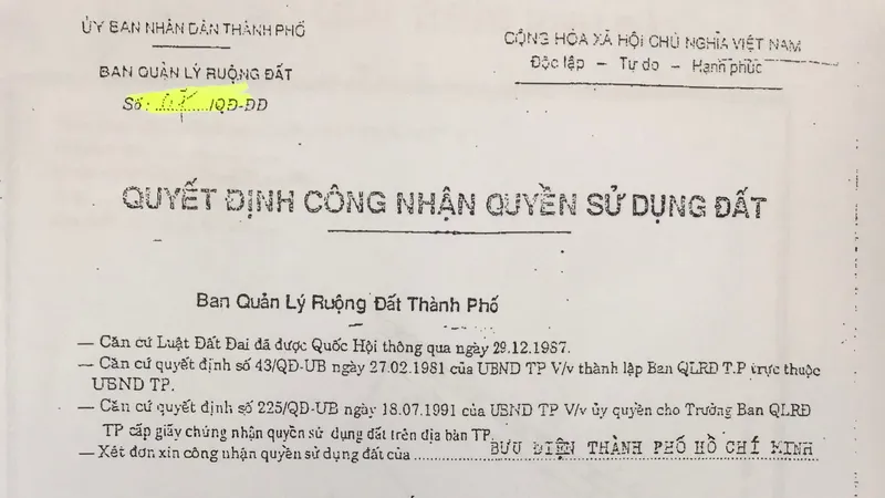 Nguồn gốc, pháp lý khu đất vườn rau tại Tân Bình