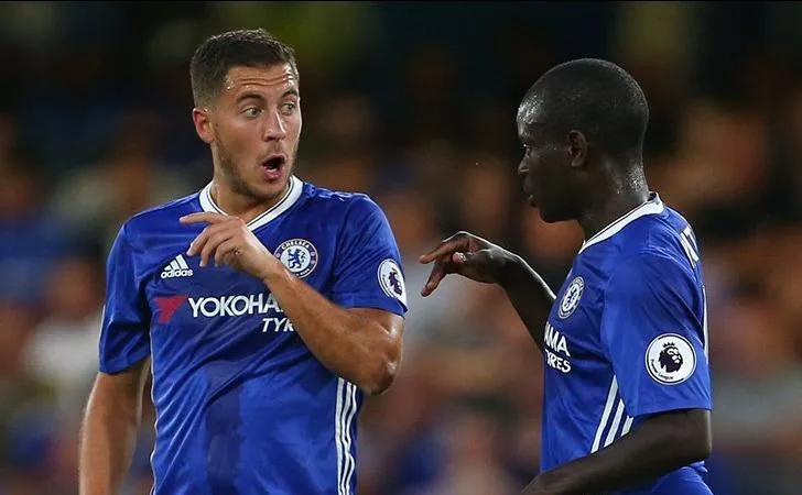 Eden Hazard và N'Golo Kante trong màu áo Chelsea