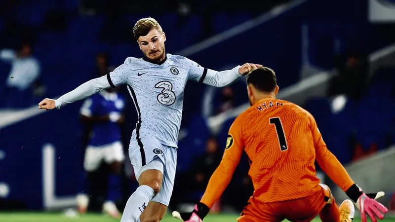 Timo Werner bỏ lỡ cợ hội trước Brighton