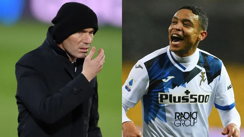  Luis Muriel (phải, Atalanta) và HLV Zidane (Real Madrid)
