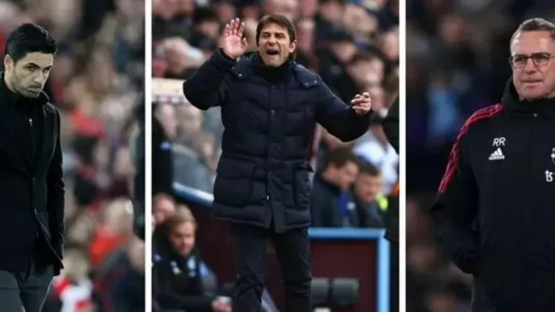 HLV Mikel Arteta (Arsenal), Antonio Conte (Tottenham) và Ralf Rangnick (Man United)