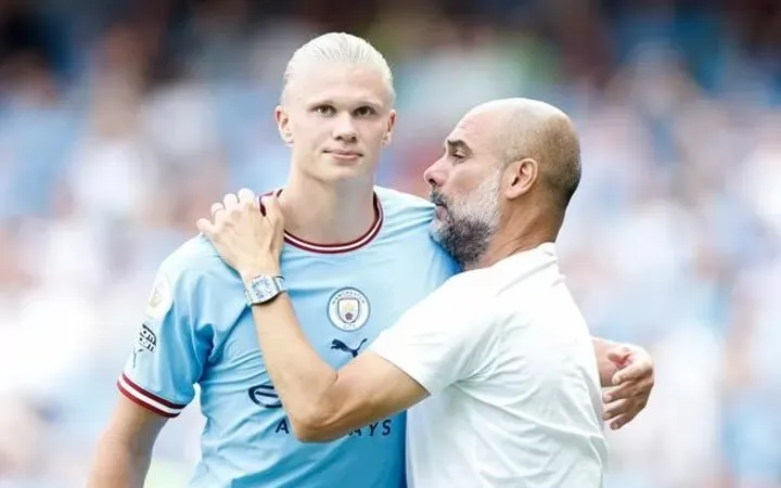 Erling Haaland và HLV Pep Guardiola