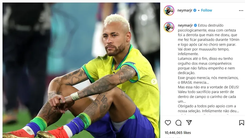 Bài đăng của Neymar đã có hơn 10 triệu like chỉ sau vài giờ