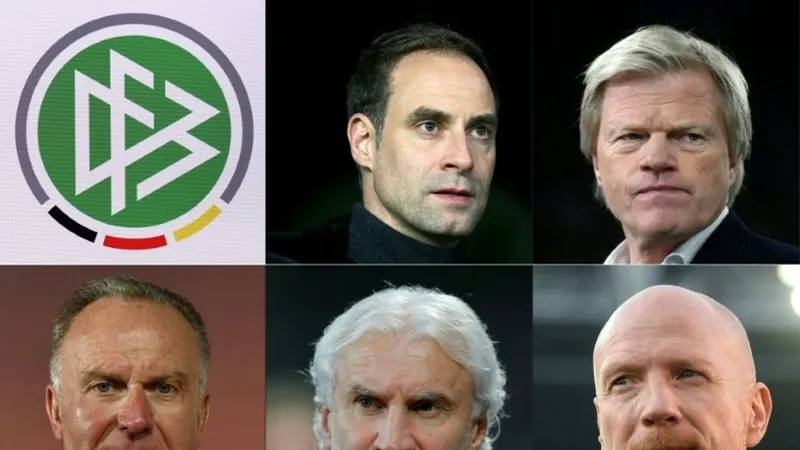 Hàng trên: Oliver Mintzlaff và Oliver Kahn; hàng dưới: Karl-Heinz Rummenigge, Rudi Voller, Matthias Sammer