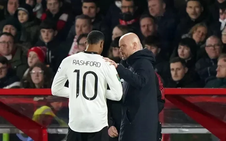 Erik Ten Hag và Marcus Rashford