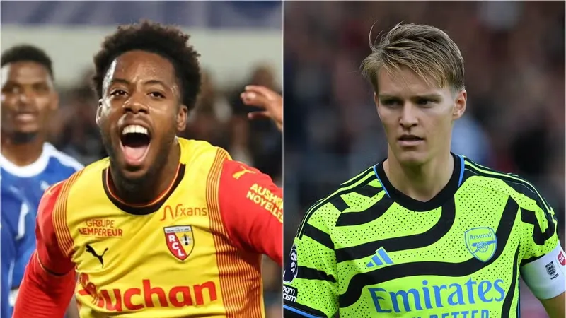 Lens của Elye Wahi khó gây bất ngờ cho Martin Odegaard và Arsenal