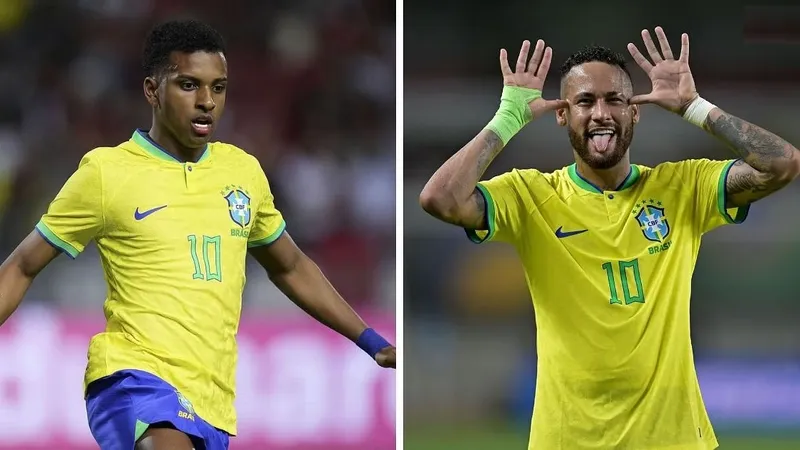 Rodrygo Goes và Neymar trong màu áo Brazil